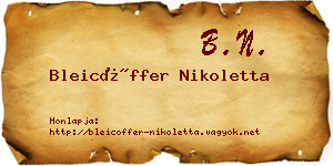 Bleicöffer Nikoletta névjegykártya